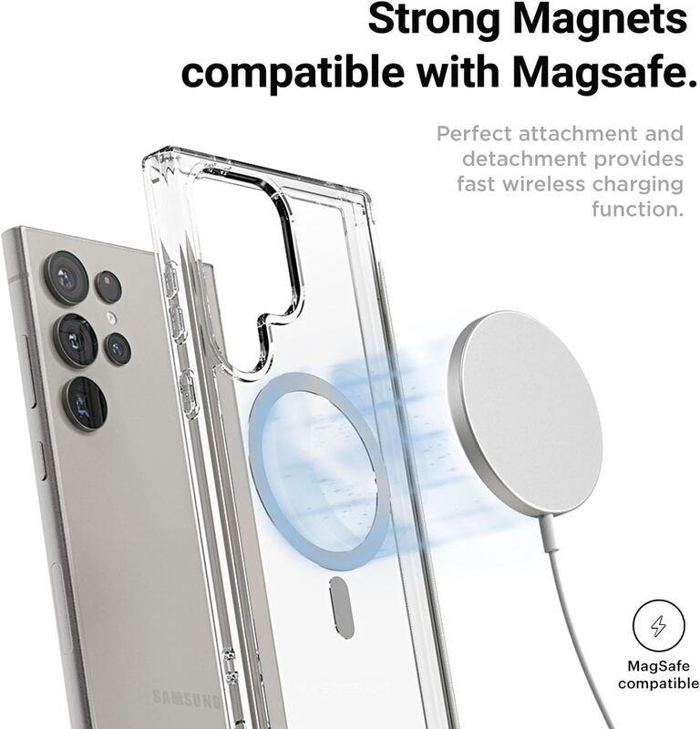 VRS Design Samsung Galaxy S24 ULTRA case cover Crystal Mixx Magnetic (MagSafe Compatible) - Clear